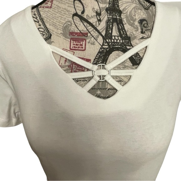 Karen Scott white Short Sleeve V-Neck Top - Picture 2 of 4